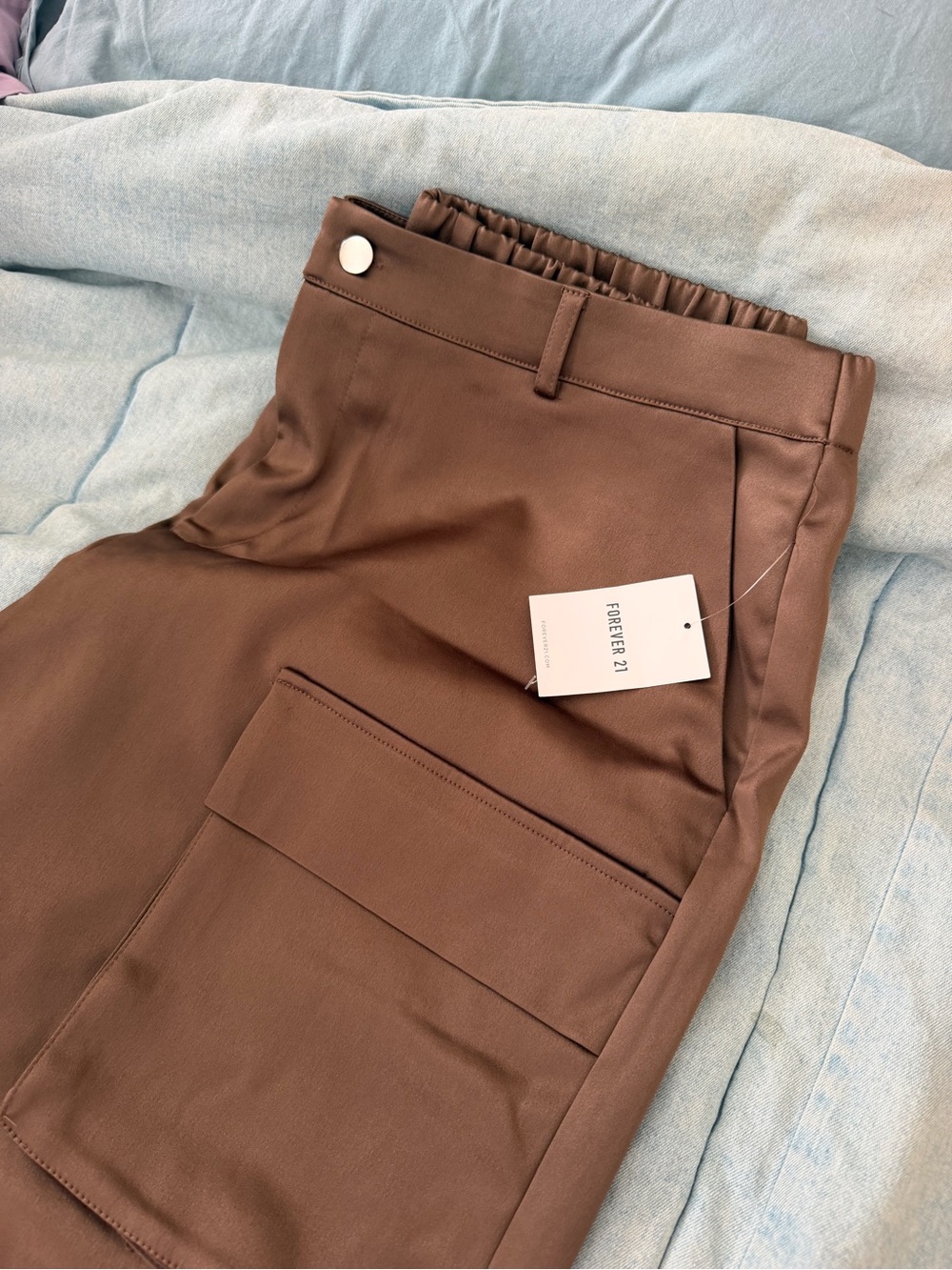 Forever 21 Brown Wide-Leg Cargo Jumpsuit Pants - Picture 3 of 5